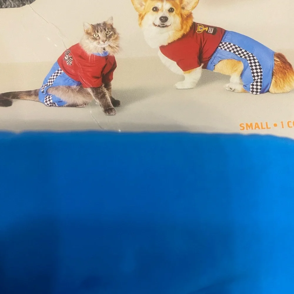 Racing Stripe Dog Jumpsuit - Red & Blue